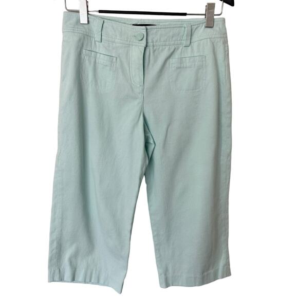 Sandro Light Blue Aqua Textured Wide Leg Cropped Capri Pants Size‎ 10 - Picture 1 of 5